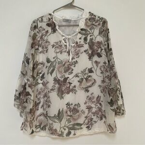 Angela Moda Silk Floral Romantic Blouse Made in Italy S